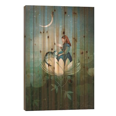 Blue Stories Print On Wood by Catrin Welz-Stein - Multi-Color