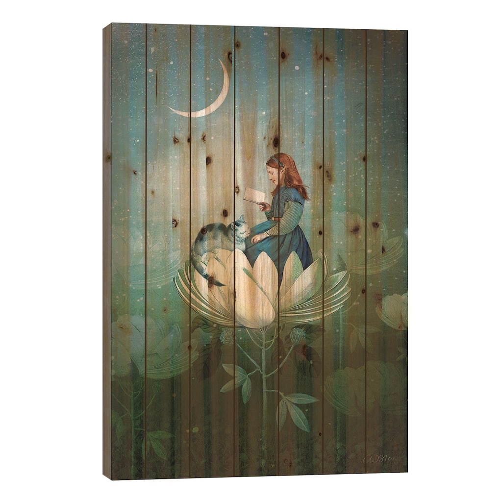 Blue Stories Print On Wood by Catrin Welz-Stein - Multi-Color