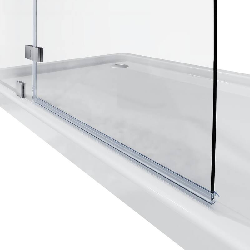 Elegant Shower Doors for Bathtub 48" W x 58" H Frameless Pivot Hinged Tub Door Excluding Bathtub - 45'' W x 58'' H