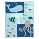 preview thumbnail 5 of 7, Lambs & Ivy Oceania Blue/Gray/White Whale with Octopus and Fish Nautical Ocean 6-Piece Nursery Baby Crib Bedding Set