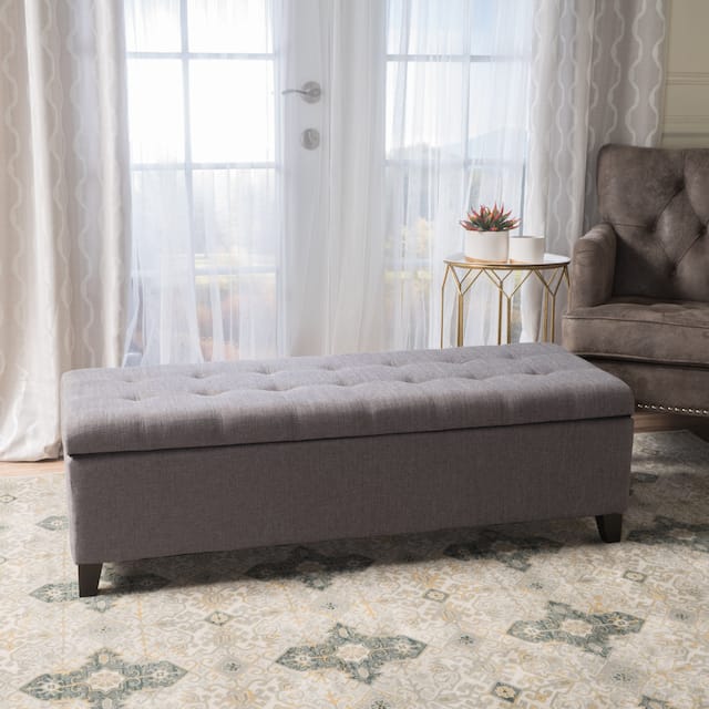 Mission Tufted Fabric Storage Ottoman Bench by Christopher Knight Home - 50.50"L x 18.75"W x 16.00"H - Grey