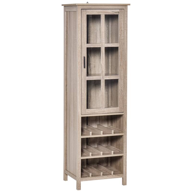 HOMCOM Wine Cabinet Bar Display Cupboard with Glass Door and 3 Storage Compartment for Home Bar - N/A