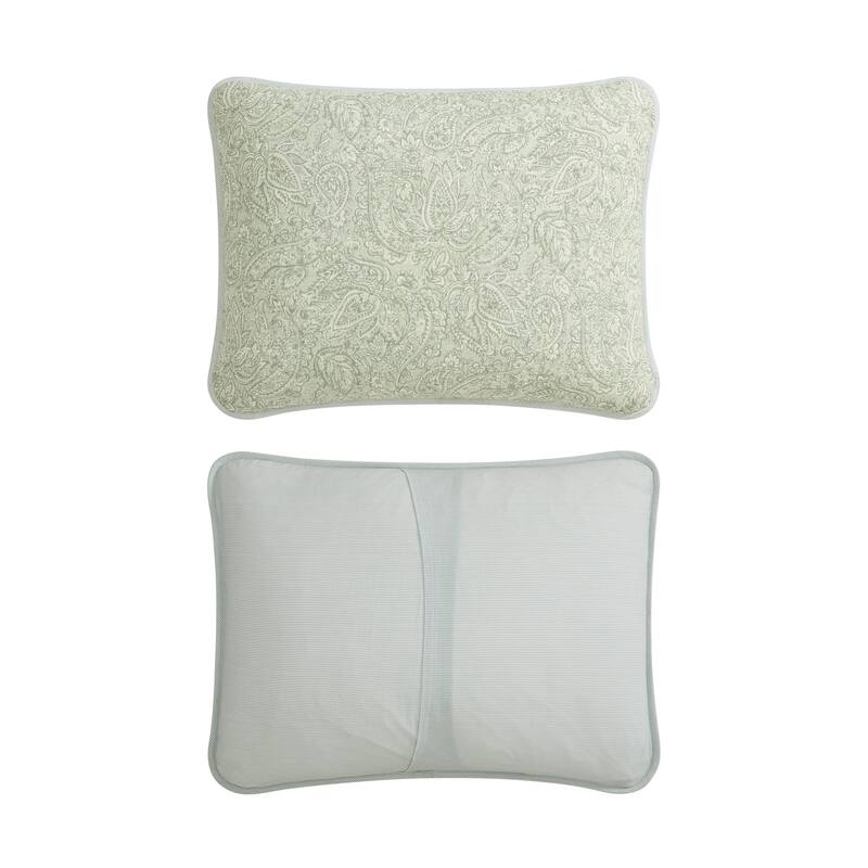 Tommy Bahama Caicos Isle Cotton Reversible Green Quilt Set