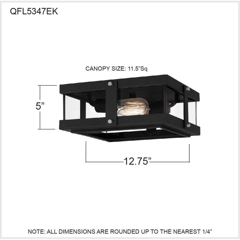 Beck 2-Light Earth Black Flush Mount with Clear Glass Shade