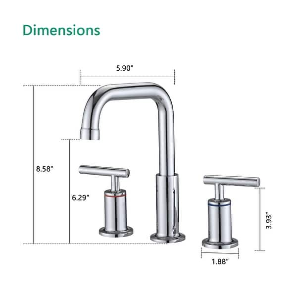 dimension image slide 0 of 5, Vanityfair 8" Widespread Double Handles Bathroom Sink Faucet with Drain Assembly