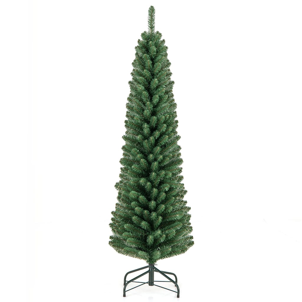 Gymax 5/6 FT Pencil Christmas Tree Artificial Xmas Tree w/ 295/392 - See Details