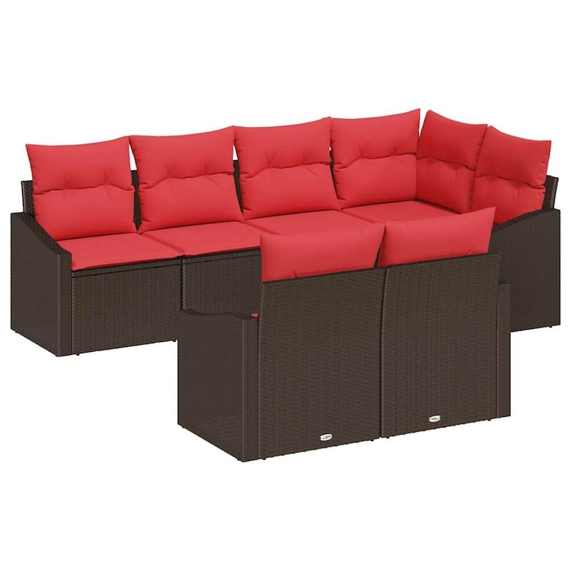 vidaXL 7 Piece Garden Sofa Set with Cushions - 91.9×48.6×27.2