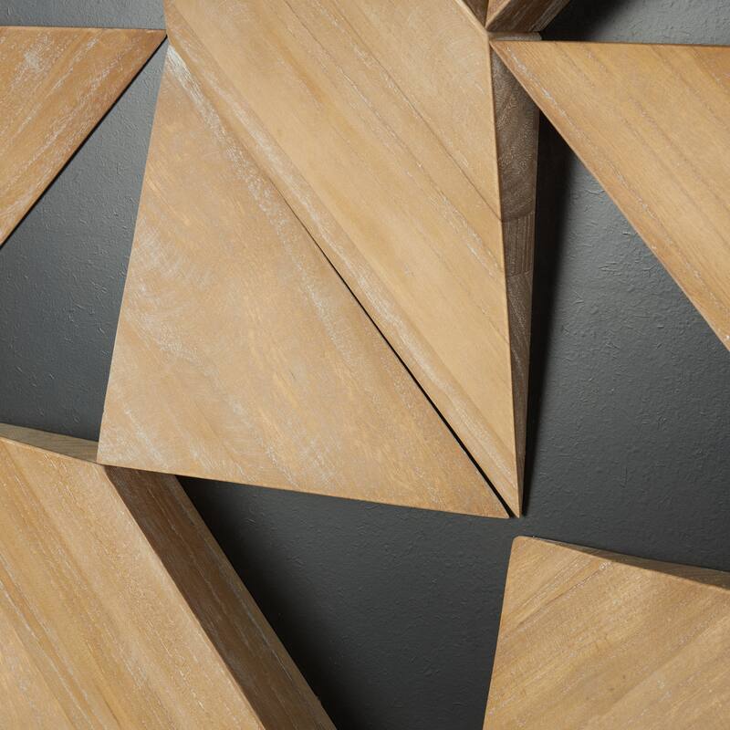 Wood Geometric Dimensional Triangle Wall Decor with Black Backing - Brown - Roche River Decor