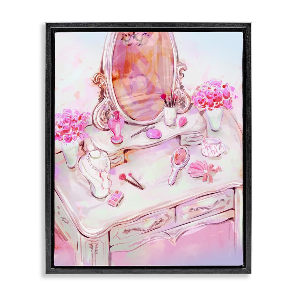 Stupell Pastel Pink Vanity View Framed Floater Canvas Wall Art Design By Ziwei Li