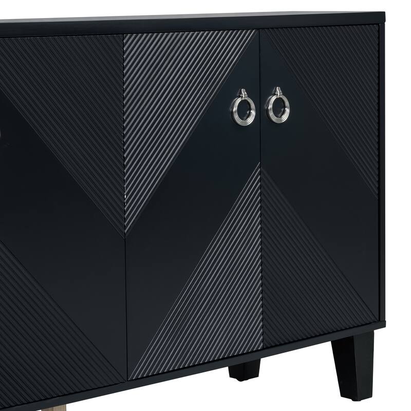 60" Buffet Cabinet Accent Sideboard wiith Adjustable Shelf, Black