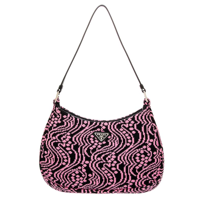 Prada Jacquard Knit Cleo Shoulder Bag - Pink/Black