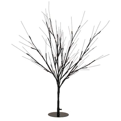 Pre-Lit Halloween Twig Tree - Black - 39" - Warm White LED Lights
