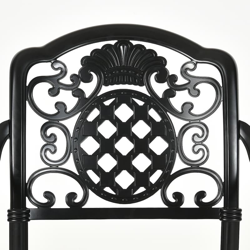 Moasis Set of 2 Cast Aluminum Outdoor Patio Dining Chairs with Armrest