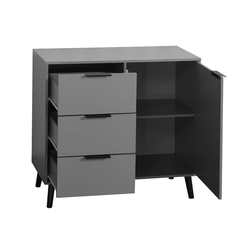 Modern Storage Cabinet with 3 Drawers and Adjustable Shelf for Living Room, Home Office, Entryway
