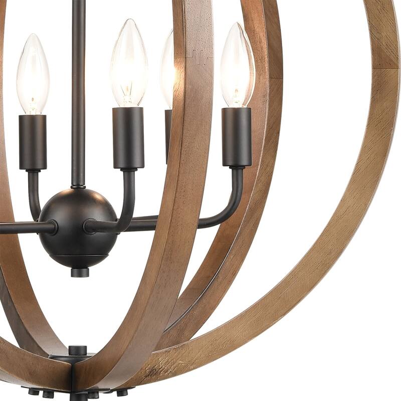 Barrow 22-inch Wide 6-Light Chandelier in Matte Black with Round Cage