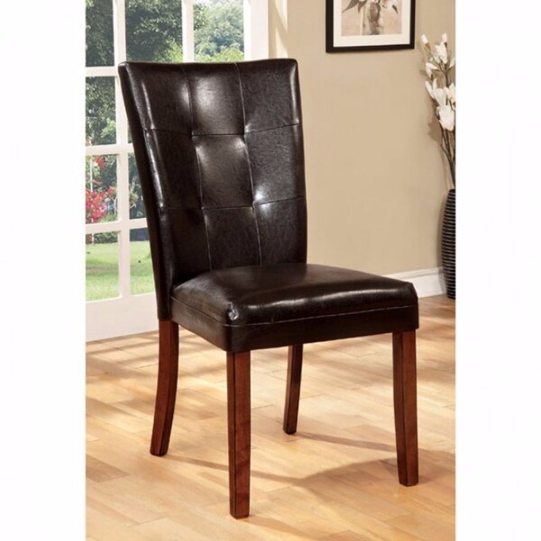 Side Chair With Dark Brown, Antique Oak Finish, Set Of 2