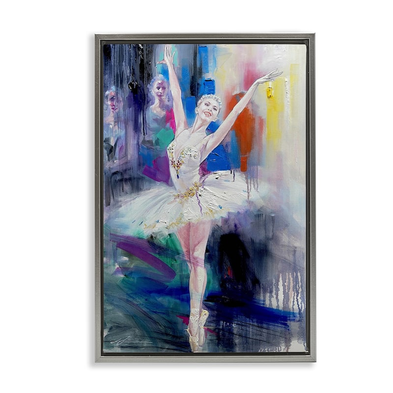 Stupell Bold Ballerina Abstraction Framed Floater Canvas Wall Art Design By Lucille Lee - 17 x 25 - Grey