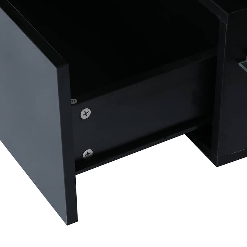 Morden TV Stand With LED Lights And Drawer