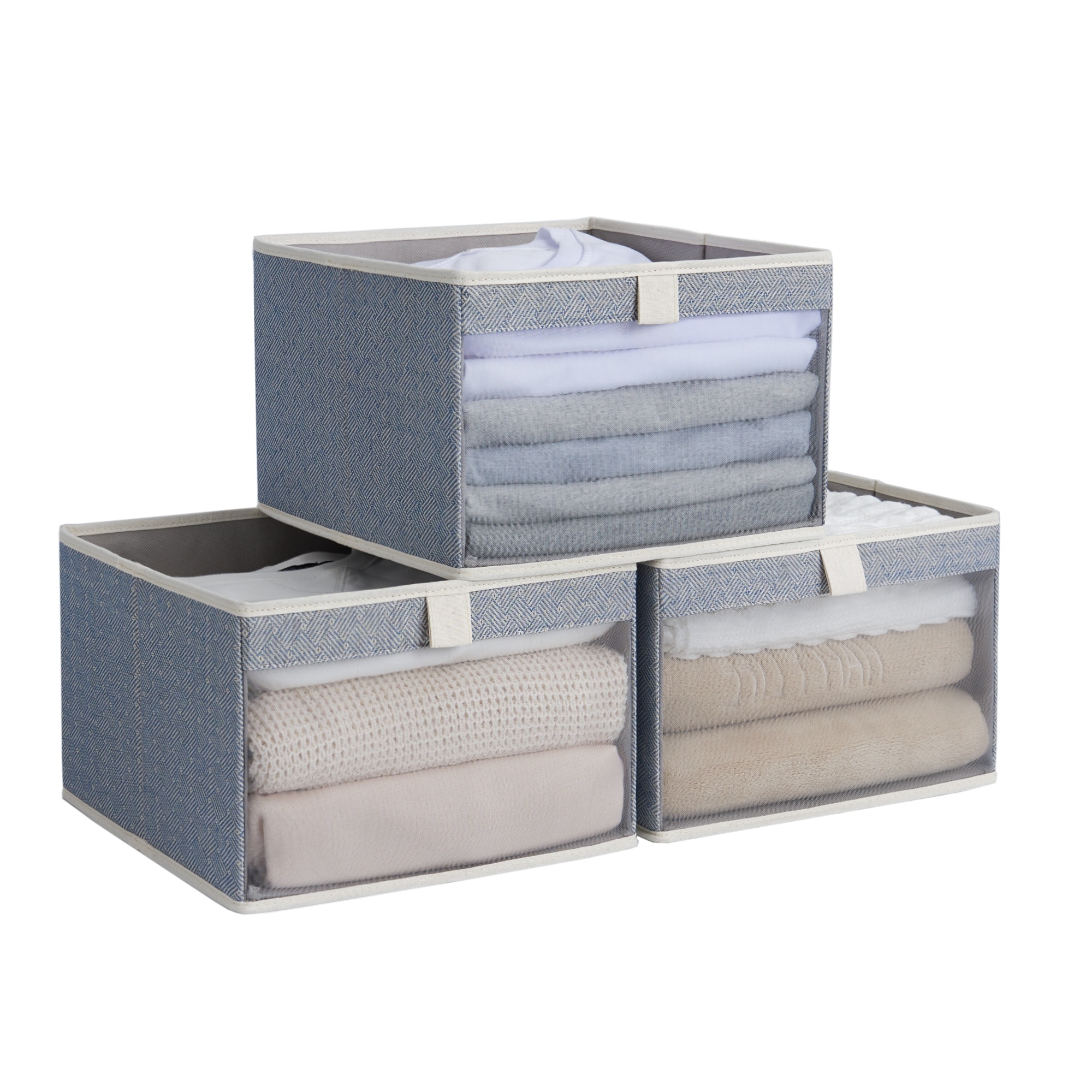 Fab totes Storage Bins [3-Pack], Foldable Storage Baskets for Organizing  Toys, Books, Shelves, Closet, Large Storage Box with Rope Handles, Sturdy Organizer  Bins, White & Grey