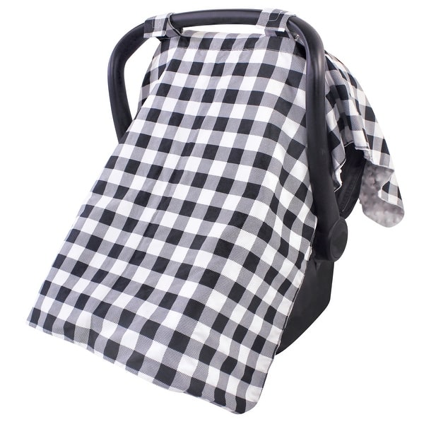 slide 1 of 1, Hudson Baby Unisex Baby Reversible Car Seat and Stroller Canopy, Black Plaid, One Size - Black Plaid Black Plaid