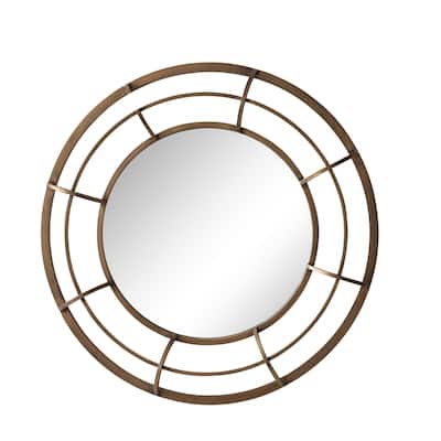 Framed Glass Round Wall Mirror - 28" - Gold