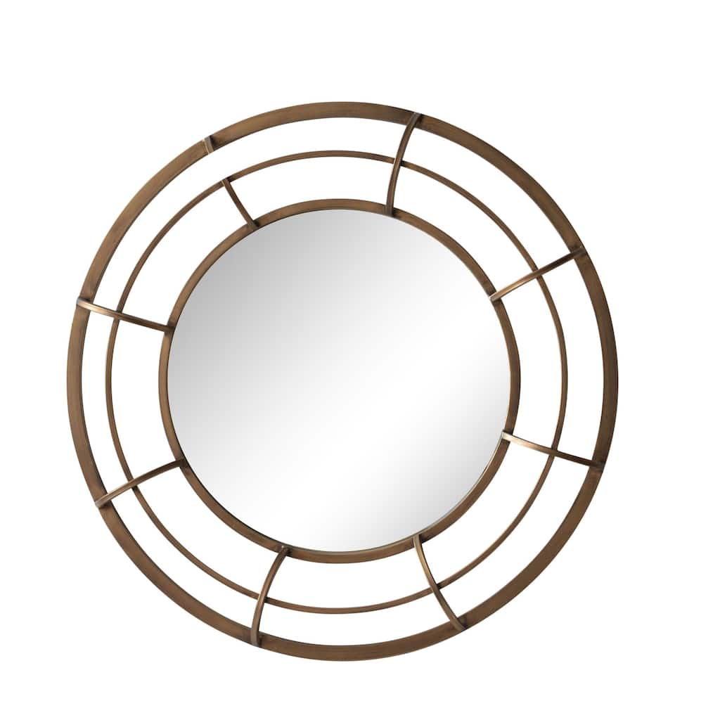 Framed Glass Round Wall Mirror - 28" - Gold
