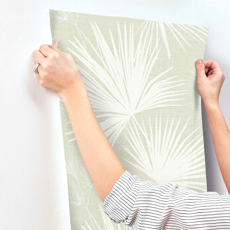 A-Street Prints Hatteras Light Green Palms Wallpaper