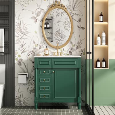 Roomfitters 30 Inch Bathroom Vanity with Sink, Freestanding Storage Cabinet with 2 Drawers and Soft Closing Door