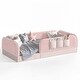 preview thumbnail 49 of 124, Twin/Full/Queen Teddy Fleece Floor Bed with Upholstered Safety Rails and Pocket