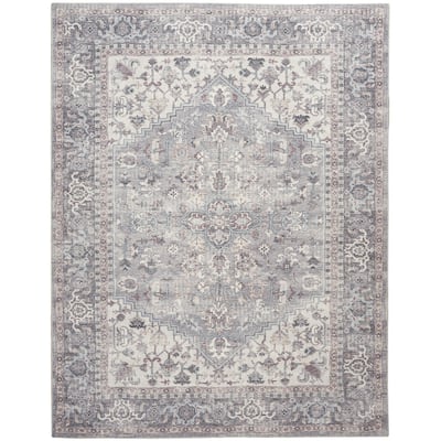 Roqi Power Loomed Distressed Floral Area Rug By HomeRoots - 9' x 12'
