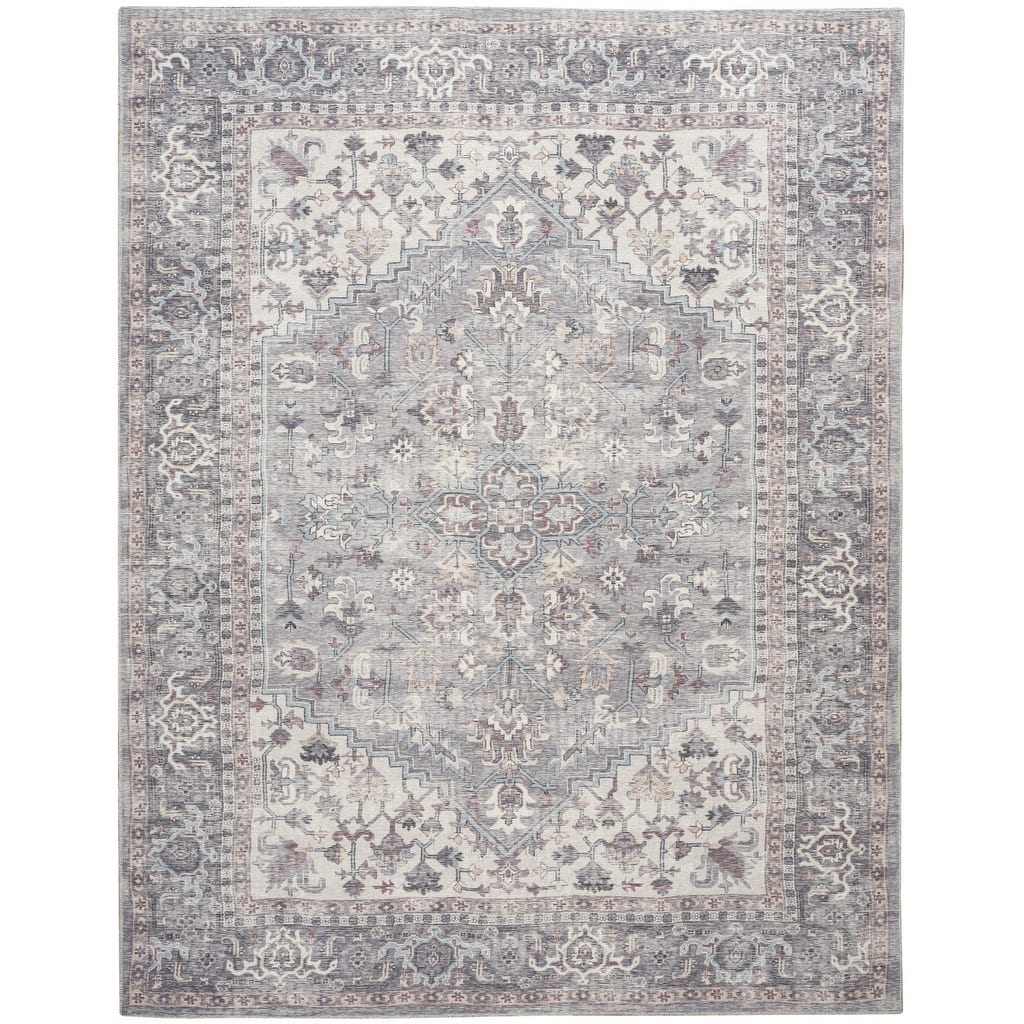 Roqi Power Loomed Distressed Floral Area Rug By HomeRoots - 9' x 12'