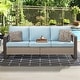 preview thumbnail 2 of 29, Cozywor Wicker Outdoor Patio Sofa Steel Frame with Beige Cushions Baby Blue