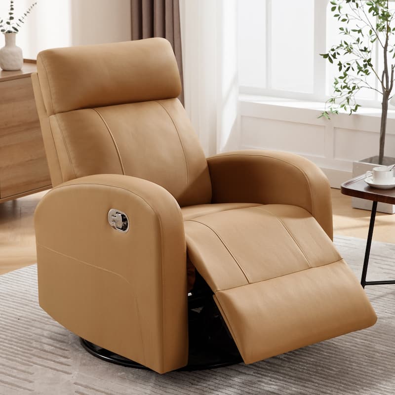 HOMYKA Modern Faux Leather Rocking Recliner with Swivel