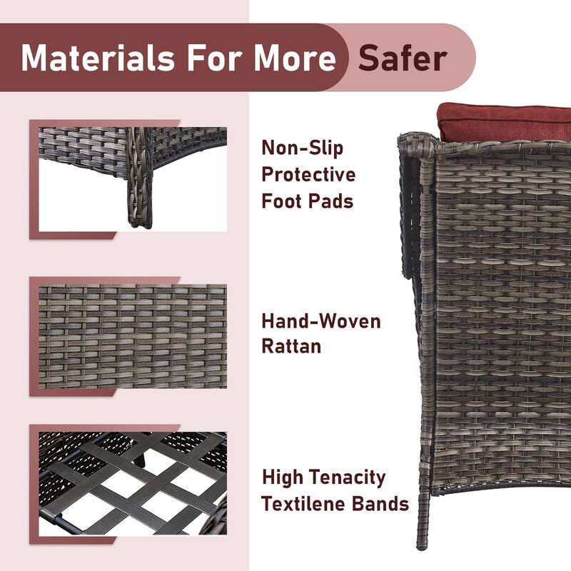 Pocassy 5 Pieces Outdoor Patio Chairs with Fire Pit Table