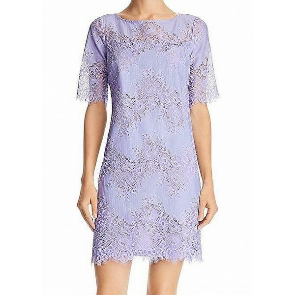 adrianna papell purple lace dress