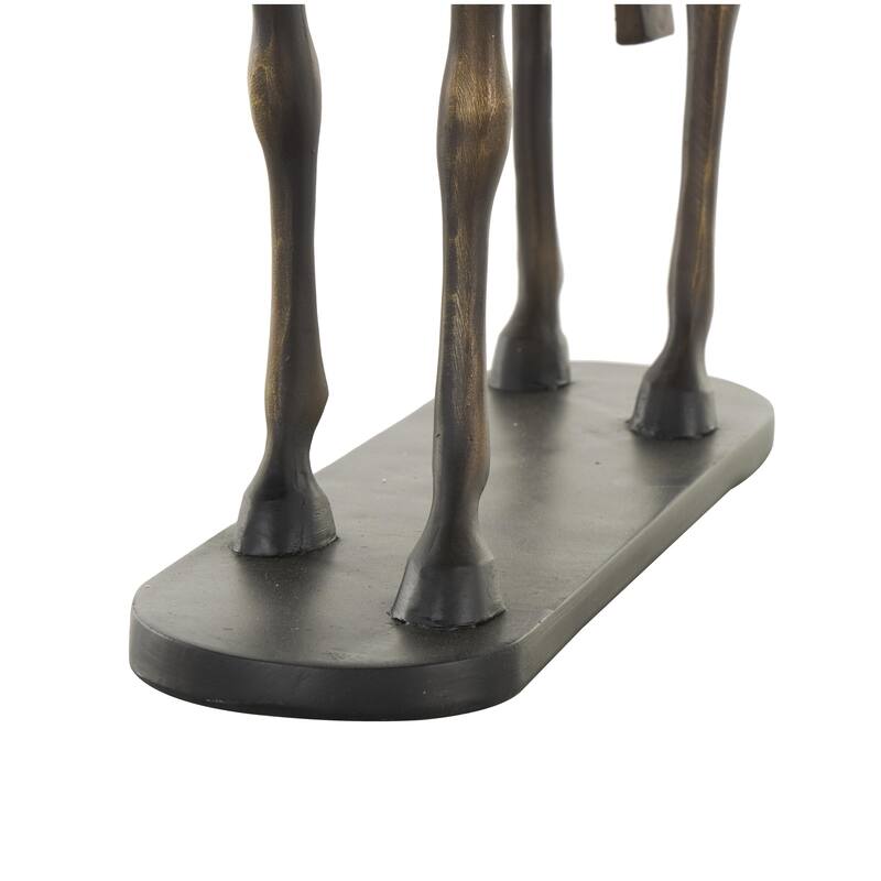 Polystone Horse Decorative Sculpture with Brushed Gold Accents and Black Oval Base - Bronze - Roche River Decor