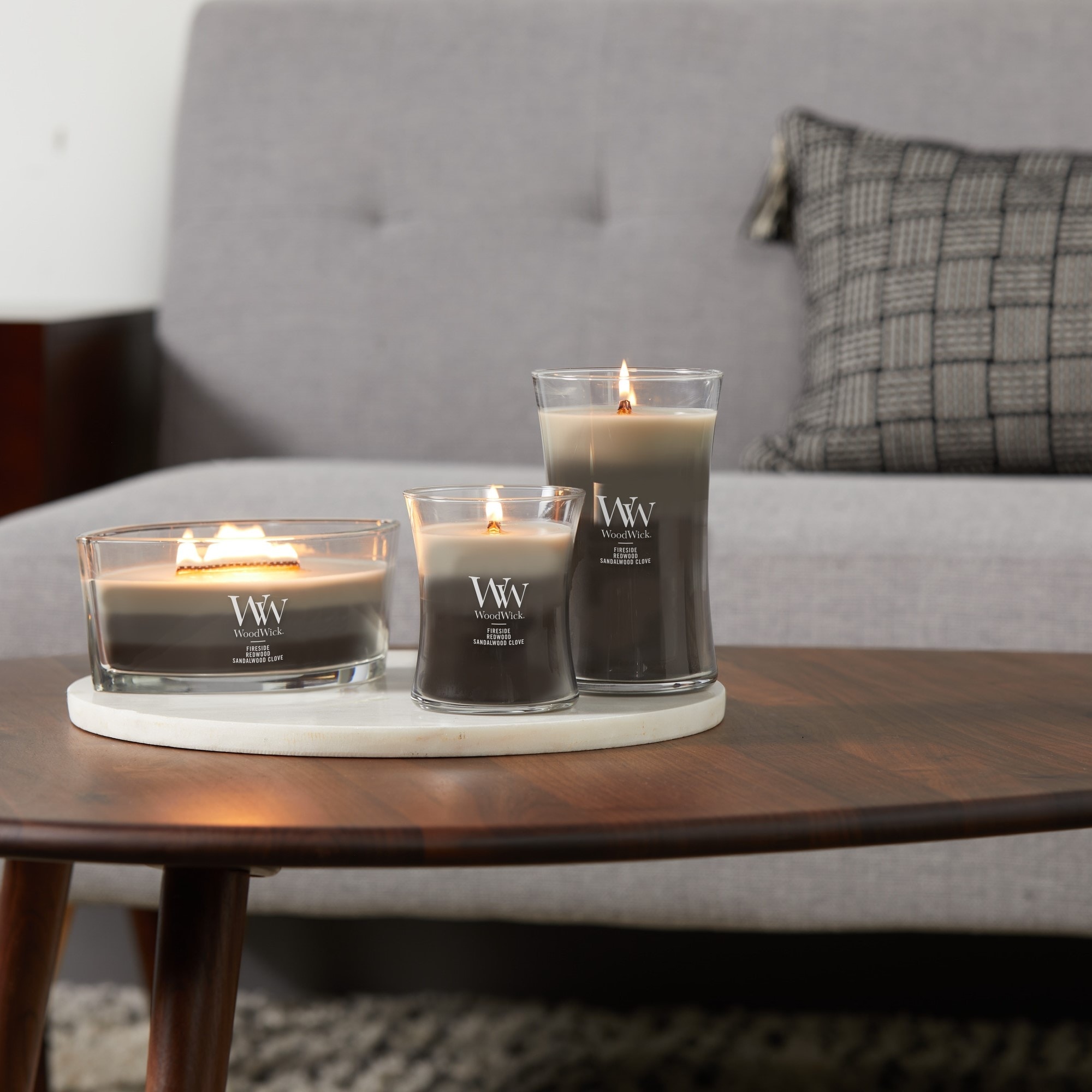 WoodWick Warm Woods Trilogy Medium Hourglass Candle - Bed Bath