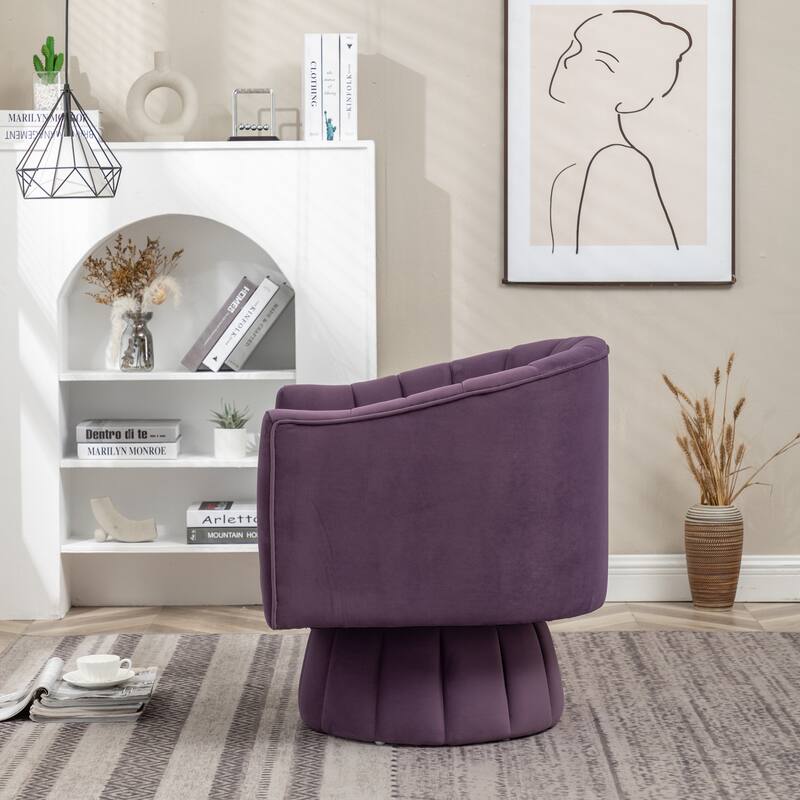 SEYNAR Modern Glam Velvet Upholstered Round Swivel Accent Arm Barrel Chair for Living Room