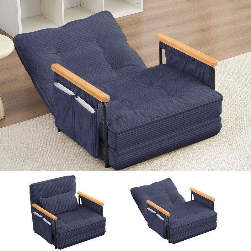 Mixoy Muti-Functional Folding Floor Sofa Bed,3-Seater,2-Seater,1-Seater Lazy Futon Sofa with 6 Position Adjustable Backrest - 29.9''*28''*26.4'' - BLUE