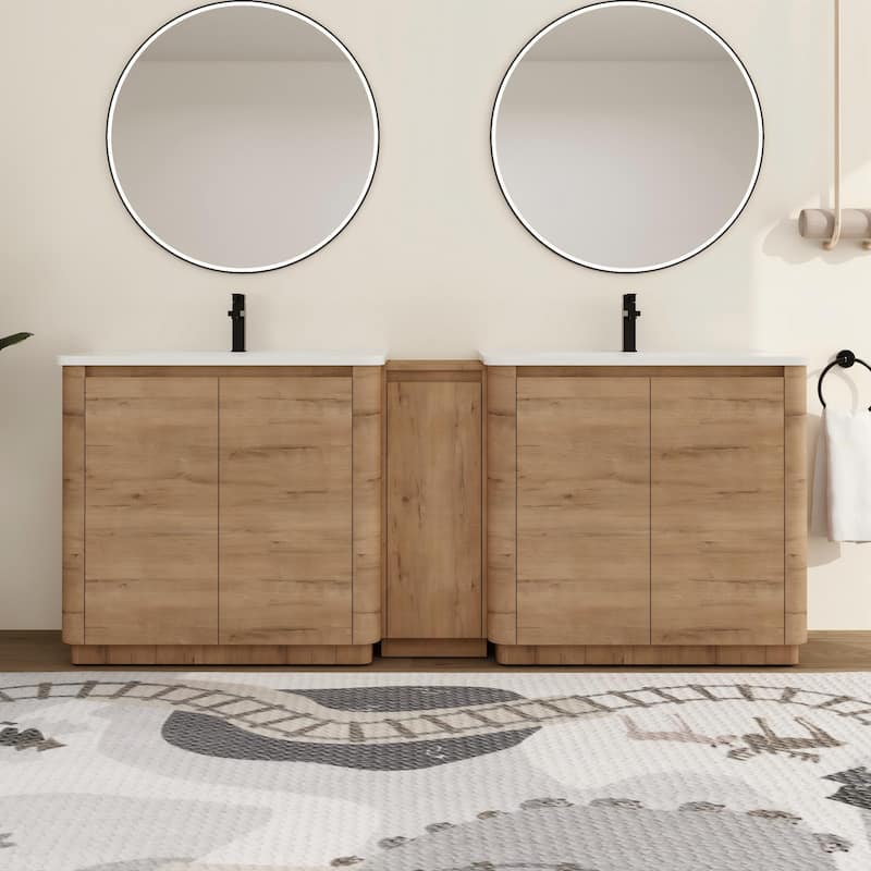 Malwee 36"/40"/48"/52"/60"/64"/84"/92" Bathroom Vanity with Sink, FreeStanding Bathroom Vanity with Door and Adjustable Shelf