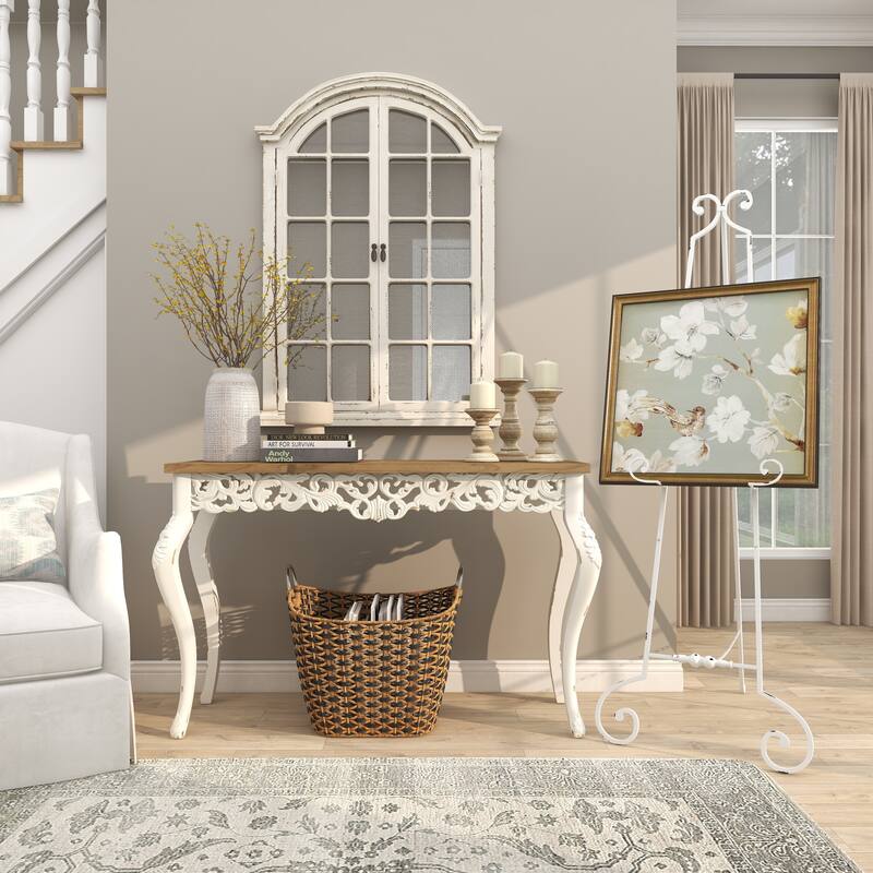 White Metal Large Adjustable 3 Tier Scroll Display Easel with Chain Support