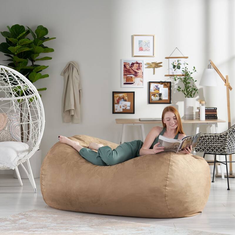 Asher Traditional 6.5-foot Suede Bean Bag Chair by Christopher Knight Home