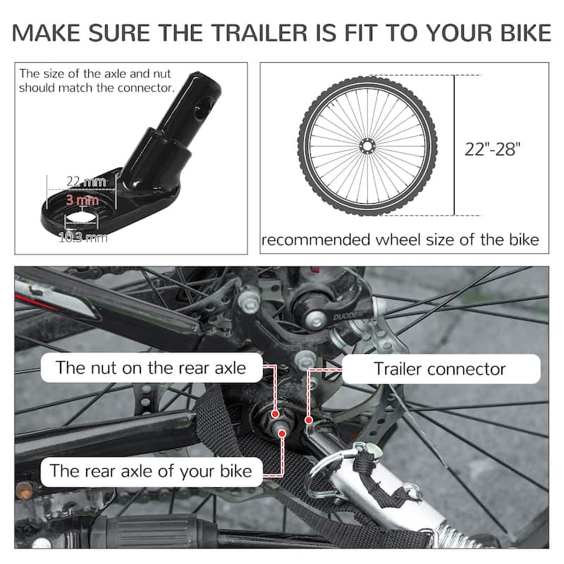 Aosom Dog Bike Trailer with Suspension System, Hitch for Medium Dogs, Pet Wagon & Dog Trailer for Bicycle with Storage Pocket