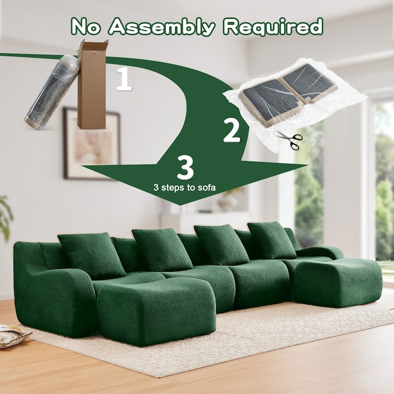 GDF Studio - Fairford U-Shaped 4-Seat Modular Sofa With Curved Armrests & Non-Slip Base