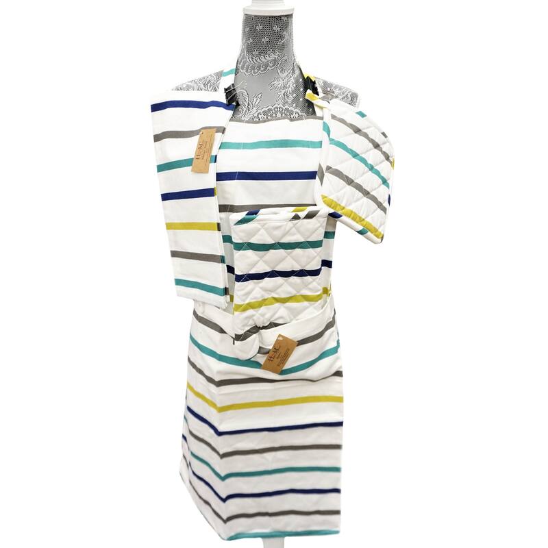 Home&Manor Kitchen Chef Stripe Apron - Multi-Color