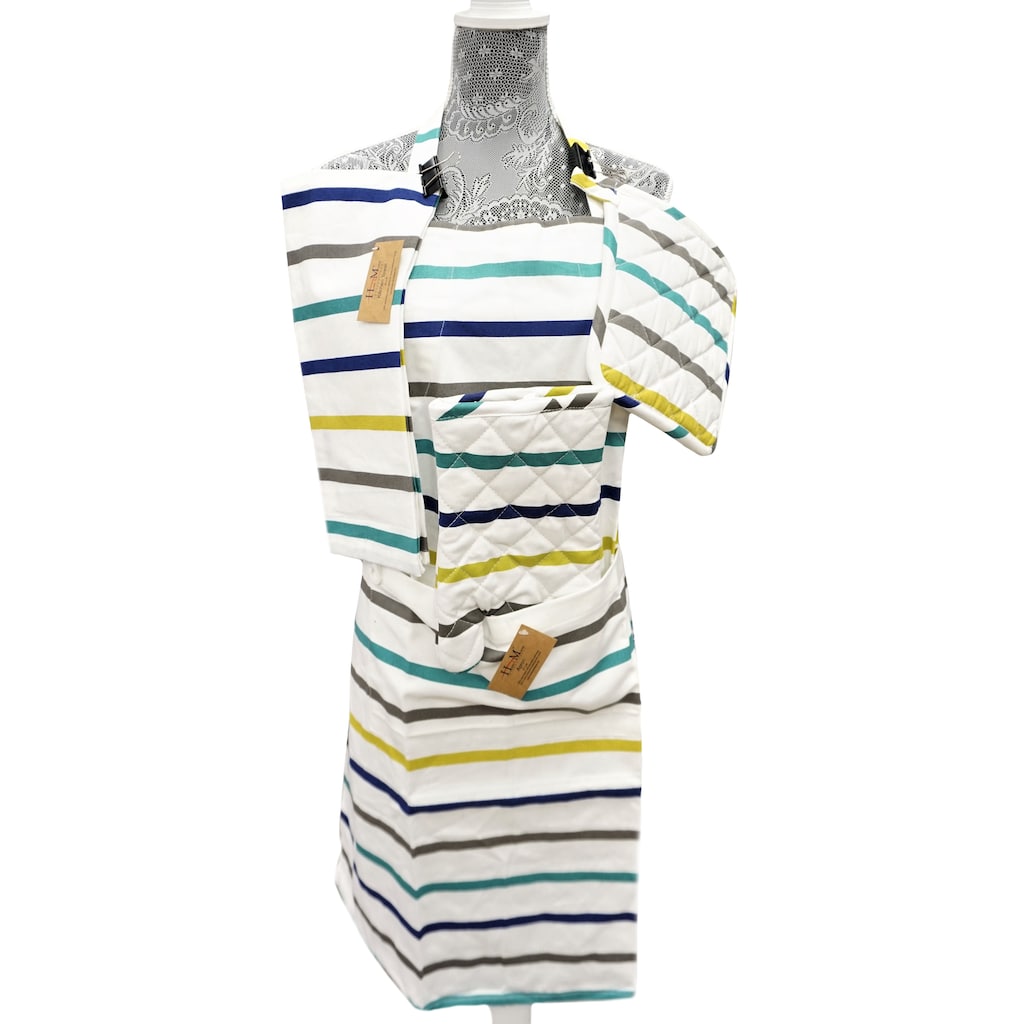 Home&Manor Kitchen Chef Stripe Apron - Multi-Color