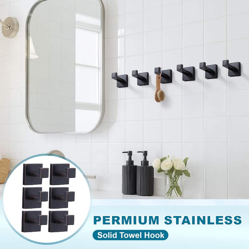 WOWOW J-Hook Wall Mount Robe/Towel Hook 6PCS