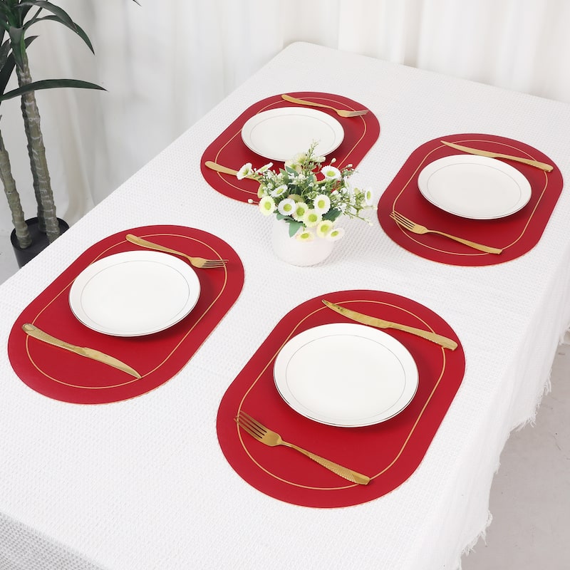 Set of 6 Faux Leather Placemats for Kitchen, Washable Table Placemats - 18*12in