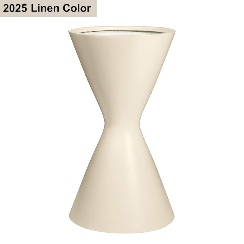DreamPatio San Francisco Fiberstone Hourglass Planter for Indoor/Outdoor - Linen