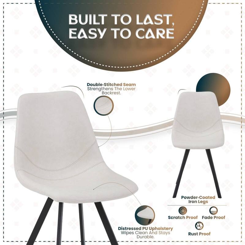 Markley Modern Ergonomic Leather Dining Chair with Black Steel Legs, Scratch-Resistant & Comfortable Kitchen Chair